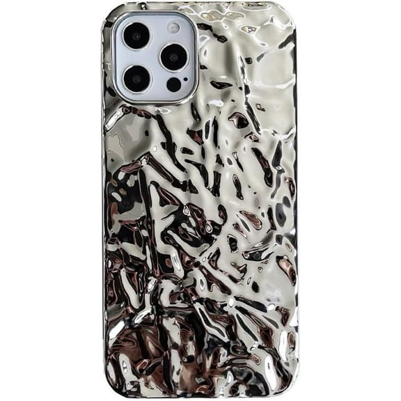 Tin Foil Pleated Plating Silver Soft for iPhone Case (Silver,iPhone 12 Pro Max)