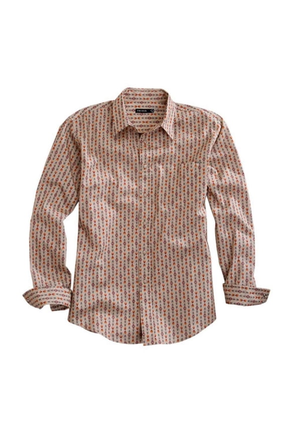 Western Shirt Mens L/S Aztec XL Brown 10-001-0068-0703 BR