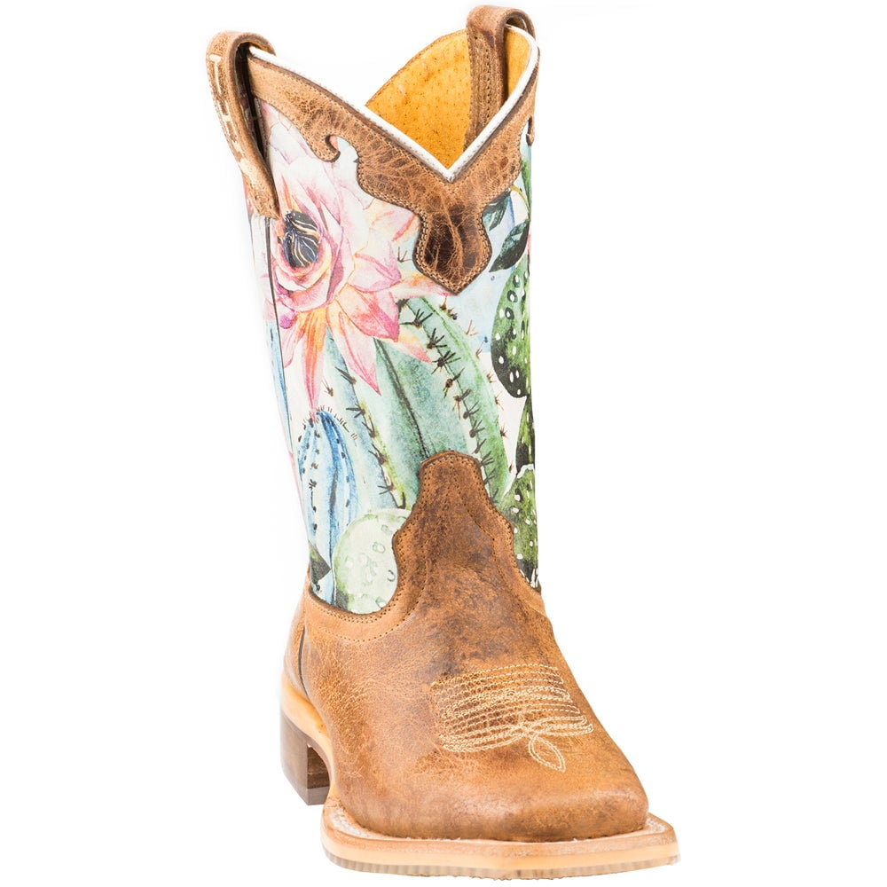 Tin Haul Kids Girls Cactilicious Square Toe Boots Mid Calf