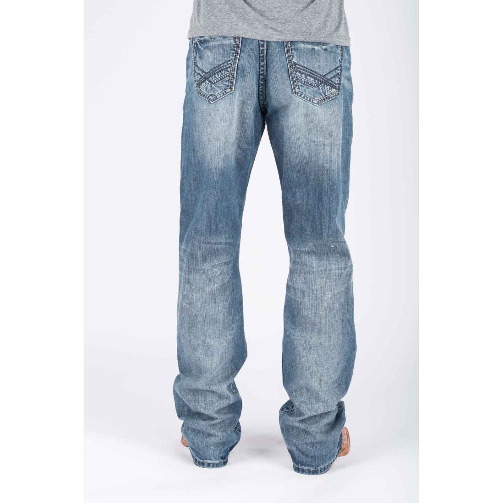 Tin Haul Men's Regular Joe Fit Bootcut Jeans – Indigo Wash, Distressed Accents, Five Pocket Style, Size 32x32