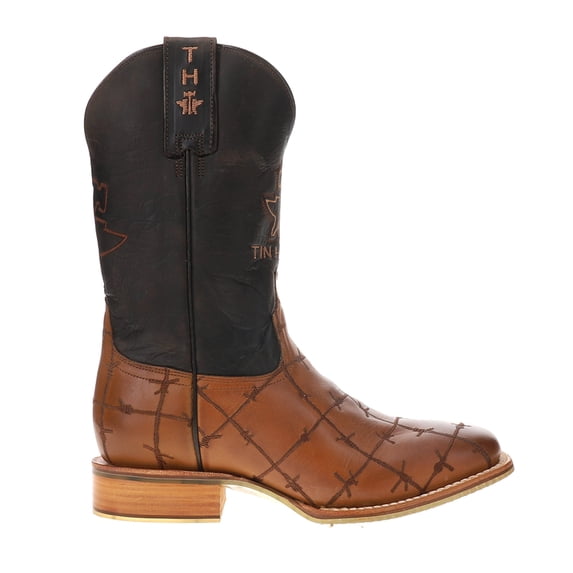 Tin Haul Mens Bob Wire Square Toe Boots Mid Calf
