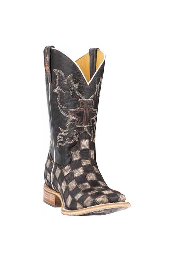 Men's Gunslinger Checkered Western Boot Broad Square Toe - 14-020-0007-0206 BR 7 1/2 EE US