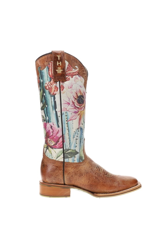 Womens Cactilicious Floral Square Toe Cowboy  Mid Calf Boots