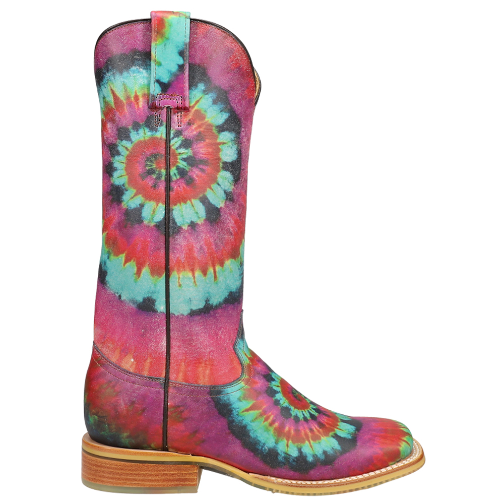 Tin Haul Womens Groovy TieDye Square Toe Boots Mid Calf Low Heel 12
