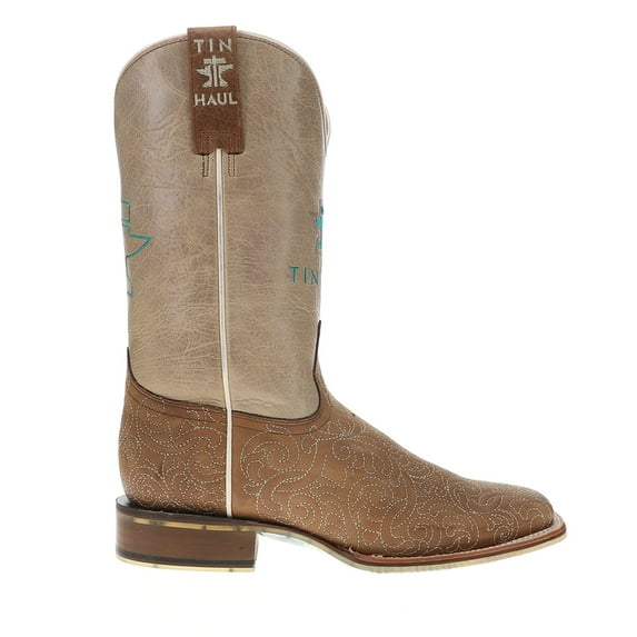 Tin Haul Womens Scrollwork Floral Embroidered Square Toe Pull On Cowboy Mi