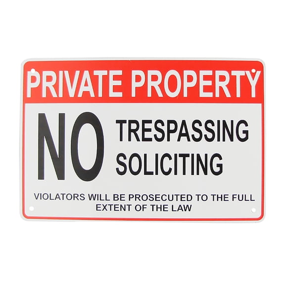 Tin Metal No Soliciting Violators Prosecuted Private Property Dont Trespass Sign