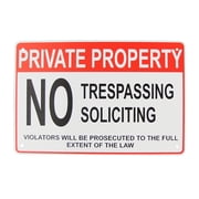 Tin Metal No Soliciting Violators Prosecuted Private Property Dont Trespass Sign