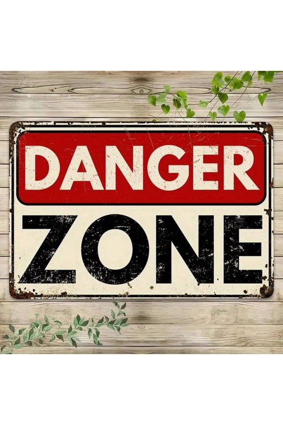 Tin Metal Sign Danger Zone Vintage Retro Warning Sign Graphic Tee Apparel Men Women Caution Hazard Alert Novelty Gift Wall Art