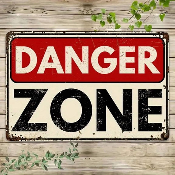 Tin Metal Sign Danger Zone Vintage Retro Warning Sign Graphic Tee Apparel Men Women Caution Hazard Alert Novelty Gift Wall Art