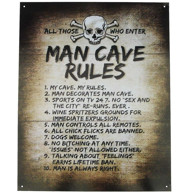 Skull & Crossbones Man Cave Rules Wall Sign Skull & Crossbones Man Cave Rules Wall Sign