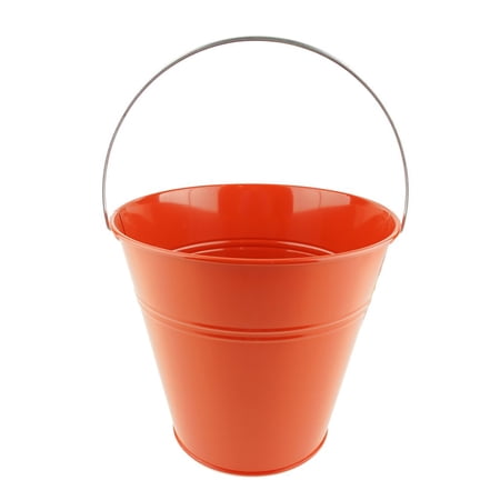 Tin Pail Bucket with Handle Party Favor, 9-Inch, 1-Count, Red