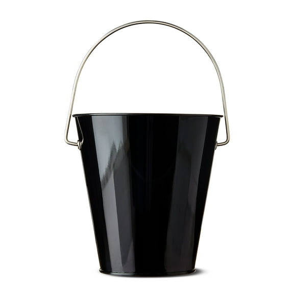Black Tin Pail with Handle, 4.6", by Way To Celebrate