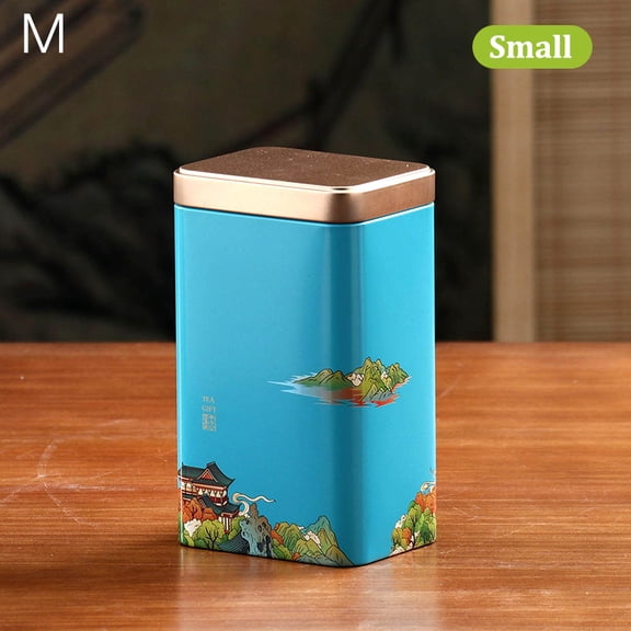 Tin Plate Storage Box Sealed Tea Caddy Small Square Coffee Jar Tea Leaves Container Cans Small Tinplate Spices Storage Boxes
