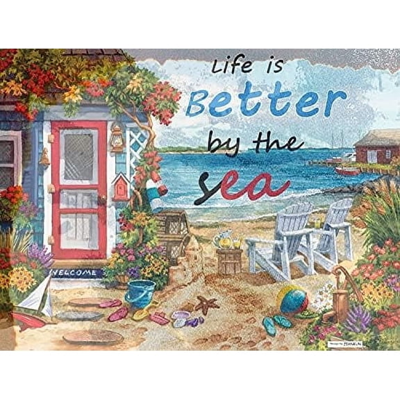 Tin Poster Metal Sign 8x12 Inch Life is Better by The Sea Swimming Pool Warning Notice Bar Pub Club Cafe Home Restaurant Wall Decor Art Plaque Signs