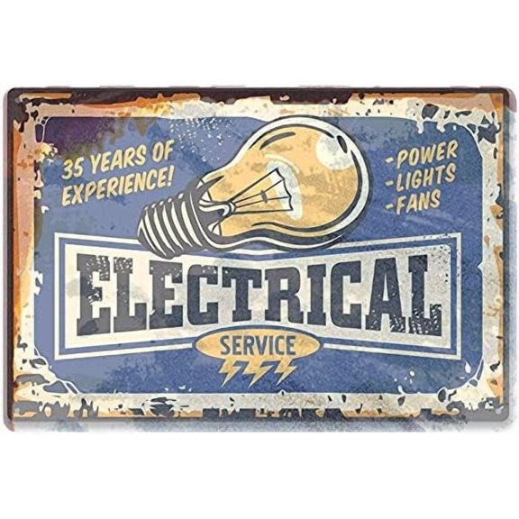 Tin Poster Metal Sign Decor Art 8x12 Inch Electrical Service Maintenance Retro Yellow Home Decor Wall Plaque Signs
