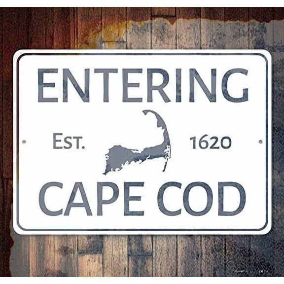 Vintage Metal Tin Sign Retro Sign: Entering Cape Cod, Island Gift, Vineyard Decor, Massachusetts 8 x 12 inch