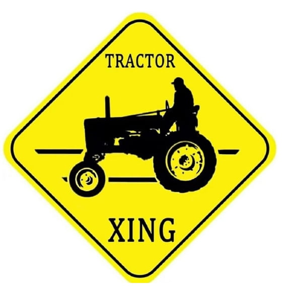 Tin Poster Metal Sign New Tractor Xing Caution Crossing Farm Animal Gift for Indoor Outdoor Wall Decor 12x12 Square Plaque Retro Vintage Signs