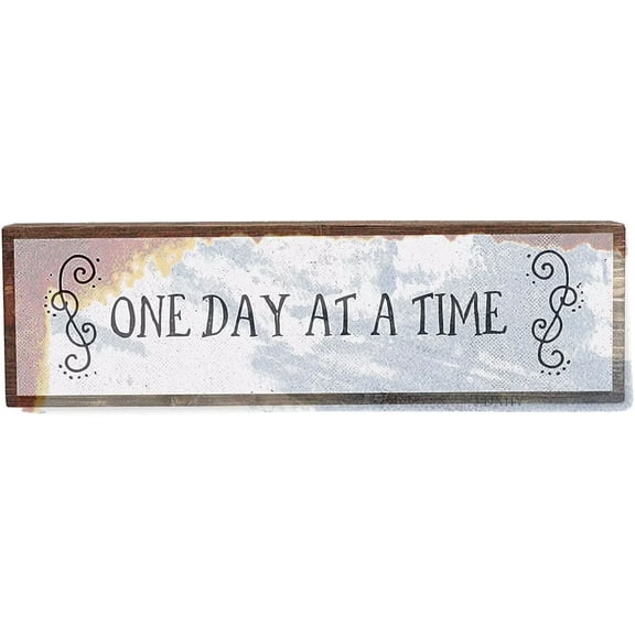 Tin Poster Metal Sign One Day at A Time - Handmade Wood Motivational S– Inspirational Wall Art – Motivational Wall Art Plaque Retro Vintage Signs