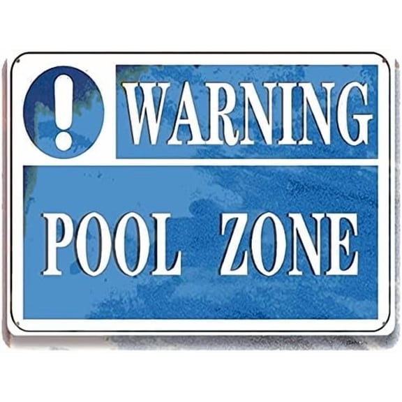 Tin Poster Metal Sign Warning Pool Zone 8x12 Inch Funny Pool for Pub Cafe Kitchen Restaurant Etc Home Decor Wall Plaque Retro Signs