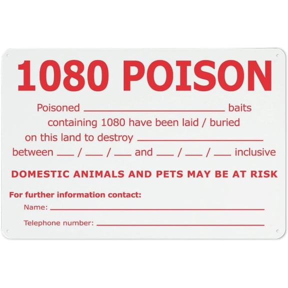 Tin Sign 1080 Poison Chart 8"x12", Home Kitchen Farm Garden Garage Wall Decor, Poison Chart Marker