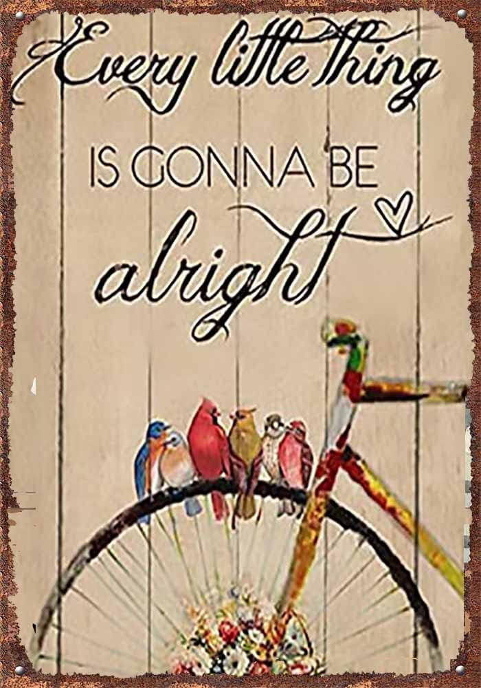 Targa In Legno 'Every Little Thing Is Gonna Be Alright' 12,7 Cm Con Supporto - Decorazione Ispiratrice Per Scrivania E Mensola