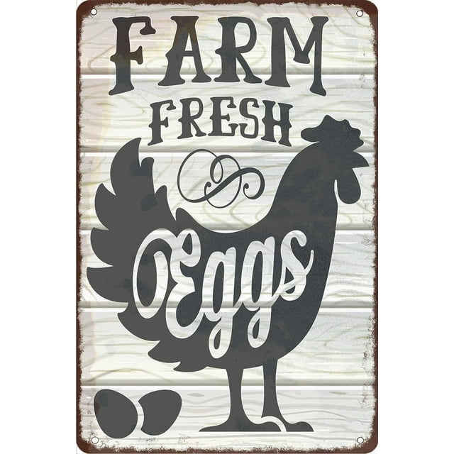Tin Sign 12x16 Inch Man Cave Decor Farm Fresh Eggs Chicken Coop Farm