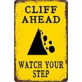 thumbnail image 1 of Tin Sign 12x16 Inch Metal Signs Cliff Ahead Watch Your Step Vintage Tin Sign Funny Art Wall Decorations For Home Man Cave Bedroom Bar Bathroom Gift For Women Men Plaque Tin Sign, 1 of 6