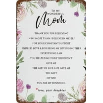 Tin Sign 12x16 Inch Mother Sign Gifts From Daughter, Rustic Floral To My Wonderful Mom Tin Sign Signs For Mother's Day Birthday Tin Sign Plaque Hanging Sign Home Decor