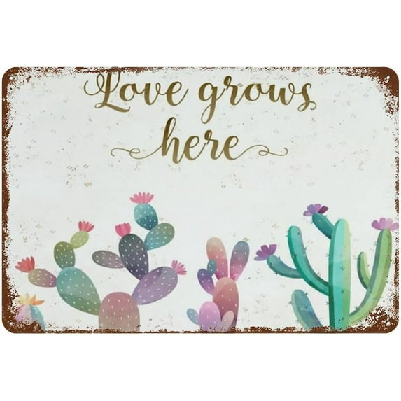 Tin Sign 12x16 Inch Tin Sign Vintage Tin Poster Love Grows Here Family Home Decor Metal Tin Vintage Aluminum Sign For Home Coffee Wall Decor