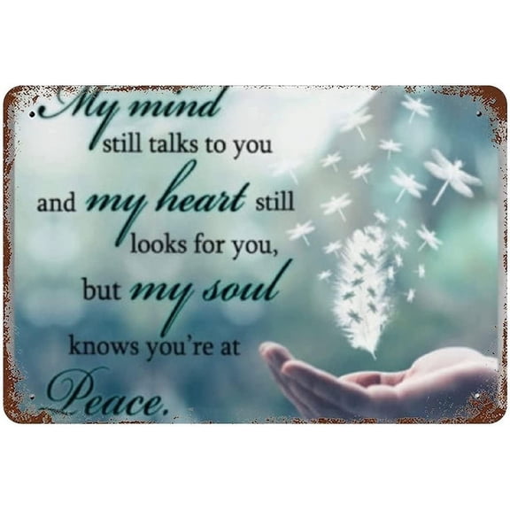 Tin Sign 5.5x8 Inch Dragonfly Metal Tin Sign My Mind Still Talks To You And My Heart Still Looks Retro Poster Parlor Restaurant Fun Gift Wall Decor Poster Painting