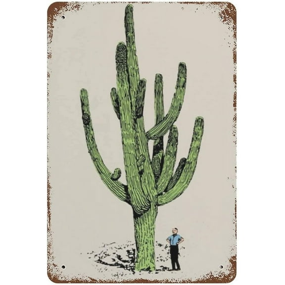 Tin Sign 5.5x8 Inch Funny Cactus Vintage Metal Tin Sign Wall Decor Cactus Decor Desert Art Southwestern Desert Decor Saguaro Sign For Farmhouse Garden Bedroom Cafe Kitchen Bathroom Yard Decores