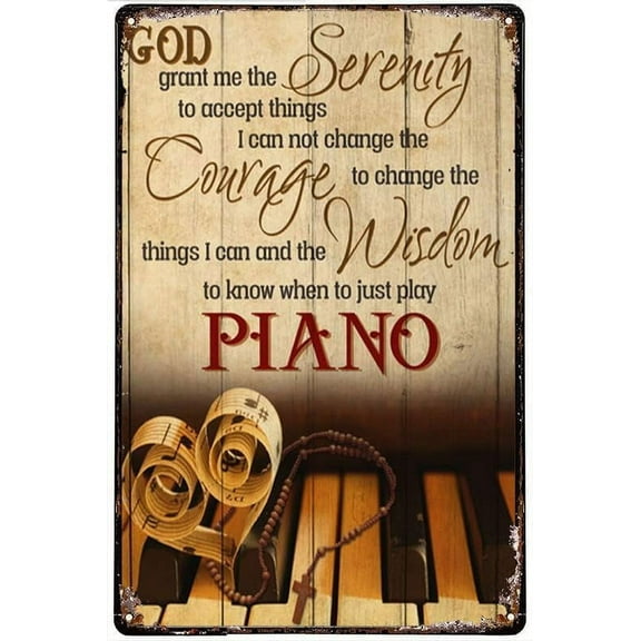 Tin Sign 5.5x8 Inch Funny Metal Tin Sign Piano God Grant Me The Serenity To Accept Things Bible Retro Metal Tin Sign Vintage Sign Outdoor Indoor Wall Panel Decor