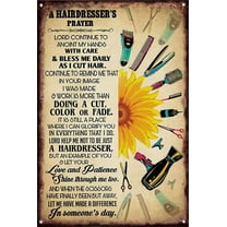 Tin Sign 5.5x8 Inch Hair Salon Wall Decor A Hairdresser Prayer Tin Sign Hairstylist Gift Ideas Hairdresser Gifts For Women Hair Stylist Sign Hair Dresser Decorations Personalized Hair Salon Signses