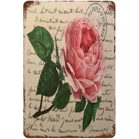 Tin Sign 5.5x8 Inch Rose Cottage Garden Decor,Shabby Chic Floral Vintage Metal Sign Plaque Rustic Decor For Farmhouse Garage Man Cave Living Room Office Cafe Home Bar Pub Kitchen Bathroom Yardes