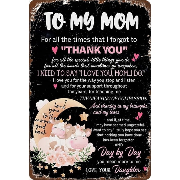 Tin Sign 8x12 Inch Home Tin Sign Rustic Box Sign Home Office Desk Shelf Decor Gifts For Mom Birthday Mothers Day Gifts For Mom Thank You Gifts Mom Sign Mom Decor From Daughter Tin Sign