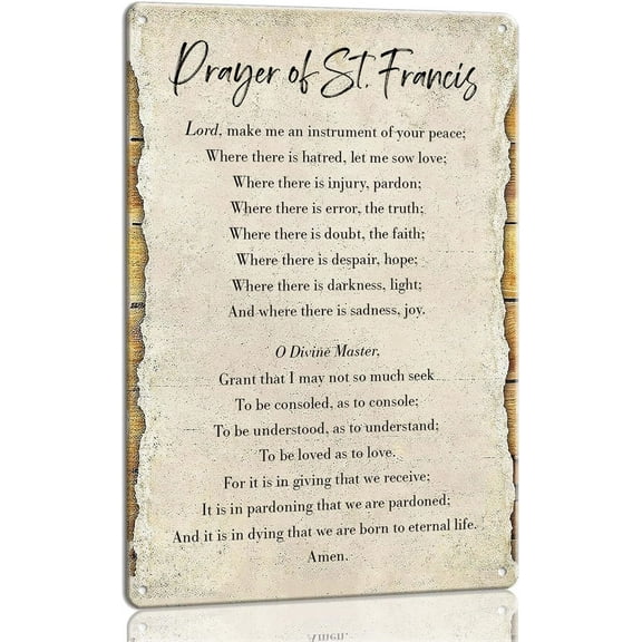 Tin Sign 8x12 Inch Prayer Of St Francis Wall Art Metal Sign Christian Bible Verse Wall Decor For Living Room Scripture Quotes Tin Signs Religious Poster For Bedroom