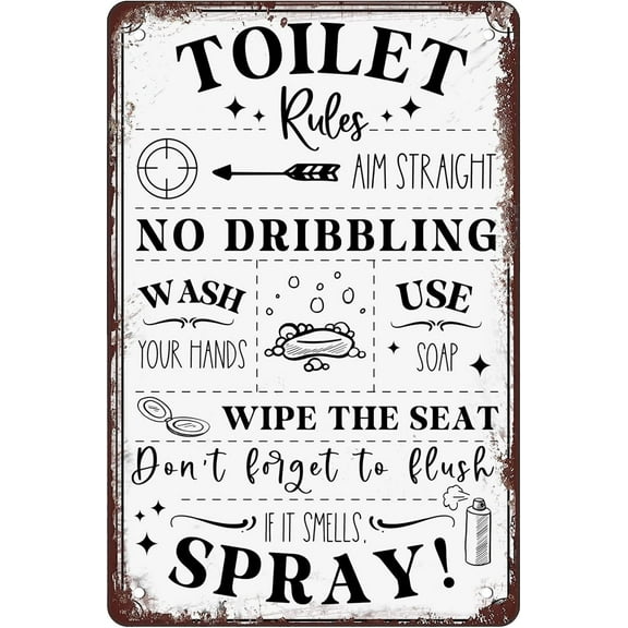 Tin Sign 8x12 Inch Spray Outdoor Rules Funny Toilet Rules Farmhouse Bathroom Decor Funny Rustic Bathroom Signs Decorations Wall Decor Bathroom Rules Wall Art Plaque Tin Sign for Bathroom Toilet