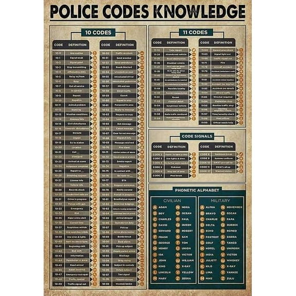 Tin Sign 8x12 Inch Tin Signs For Garage Antique Metal Sign Police Codes Knowledge Tin Sign Vintage Decoration Garage Home Garden Cafes Kitchen Wall Tin Signs