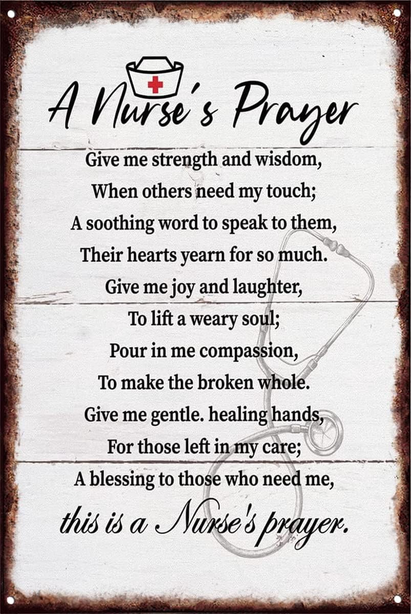AWISIBI RN Metal Wall Decor For Nurse Office - 12.6 X 12 Inches, "Good Hands" Design, Includes Screws