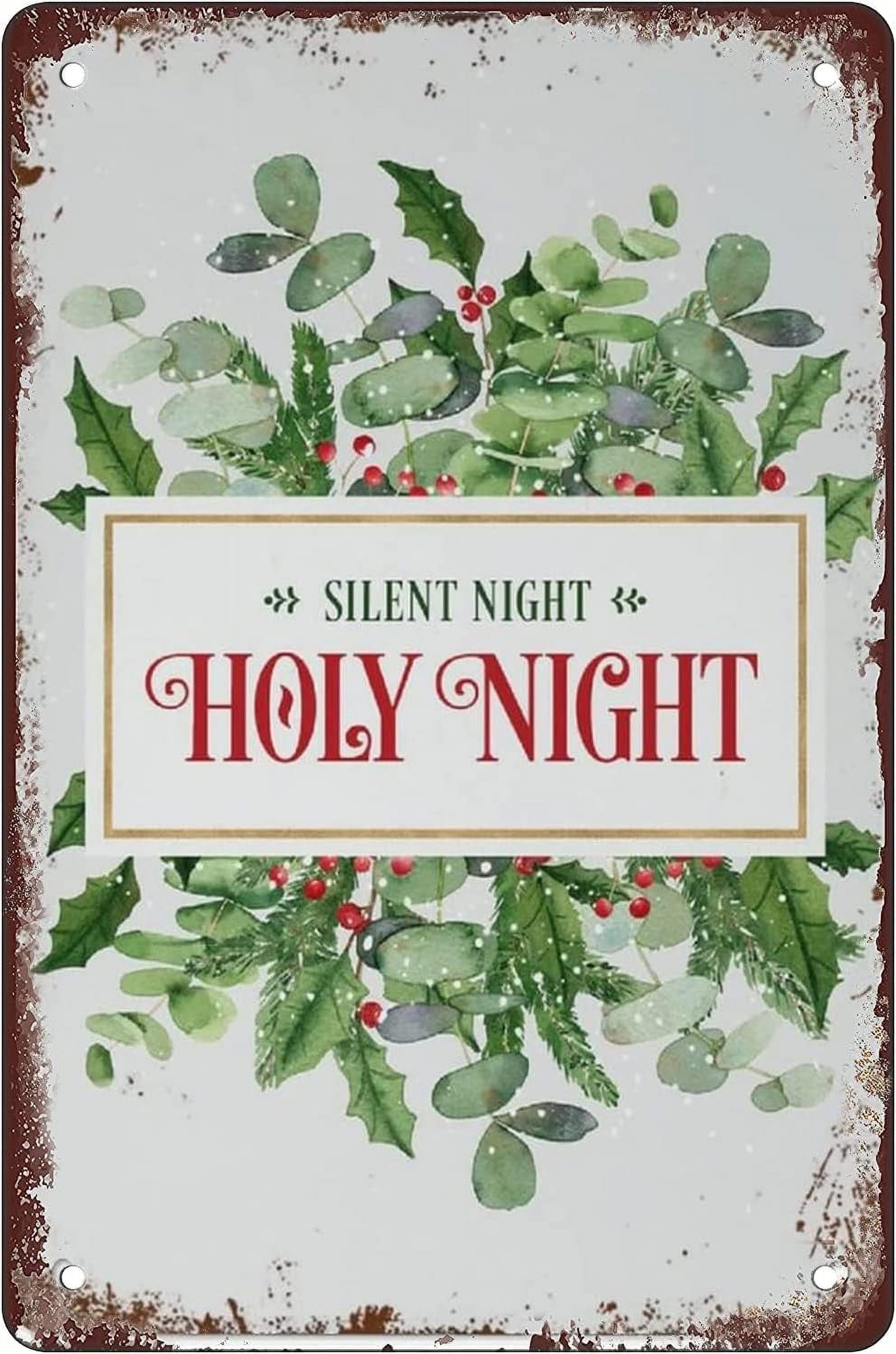 Tin Sign 8x5.5 Inch Funny Silent Night Holy Night Metal Tin Sign Funny ...