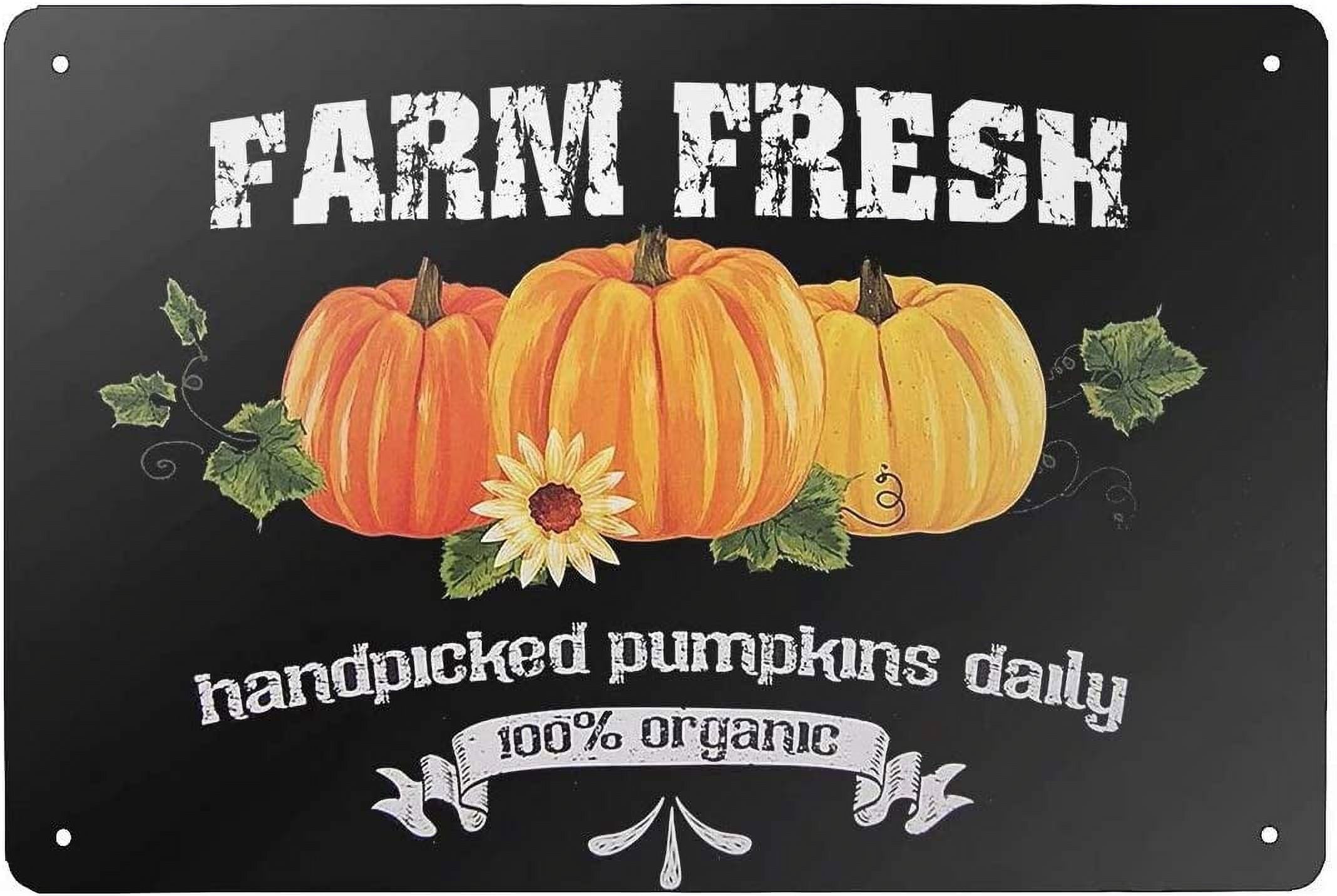 Tin Sign 8x5.5 Inch Retro Tin Signs Vintage Style Farm Fresh Pumpkin ...