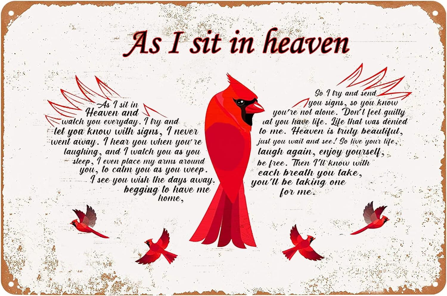 As I Sit Heaven Cardinal for Free Printable As I Sit In Heaven Poem