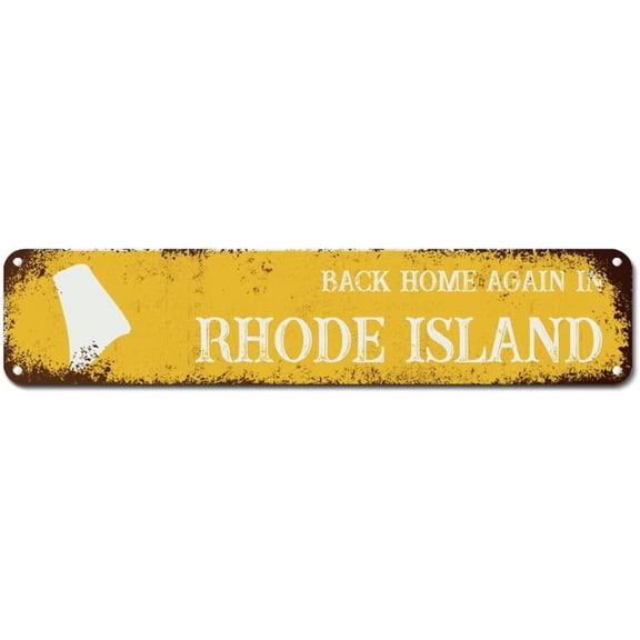 Tin Sign Back Home Again in Rhode Island Aluminum Sign Rhode Island State Metal Tin Sign Town Name Ink Rustic Wall Poster Decor for Bathroom Garden Home Decor Cafe 4"x16"