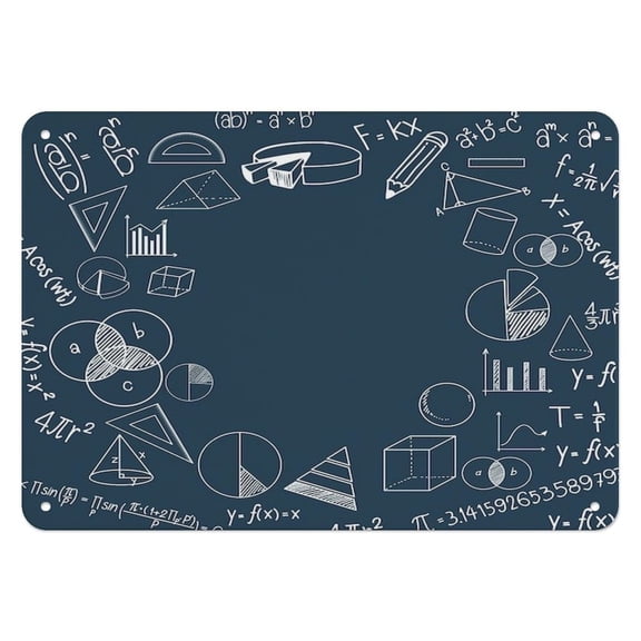 Tin Sign,Blank math template with math symbol,for used to adorn classrooms, creating an intellectual atmosphere and stimulating students' interest in mathematics,812 inch