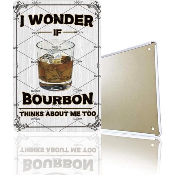 Tin Sign-Bourbon Bar Metal Tin Sign, Retro Decor for Pub & Man Cave, 8x12 Inch