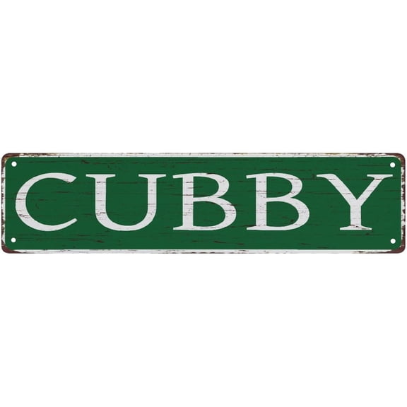 Tin Sign Cubby Metal Sign Street Signs Decor Man Cave Bar Wall Art Decorative Plaque 4X16 Inches