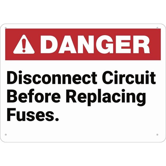 Tin Sign Disconnect Circuit Before Fuse Change 8"x12" Garage Decor