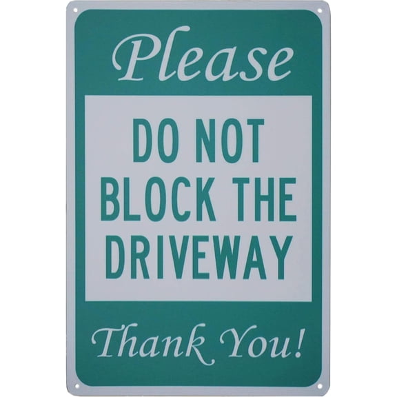 Tin Sign-Do Not Block Driveway Parking Sign, Metal Signpost, 8x12 Inch
