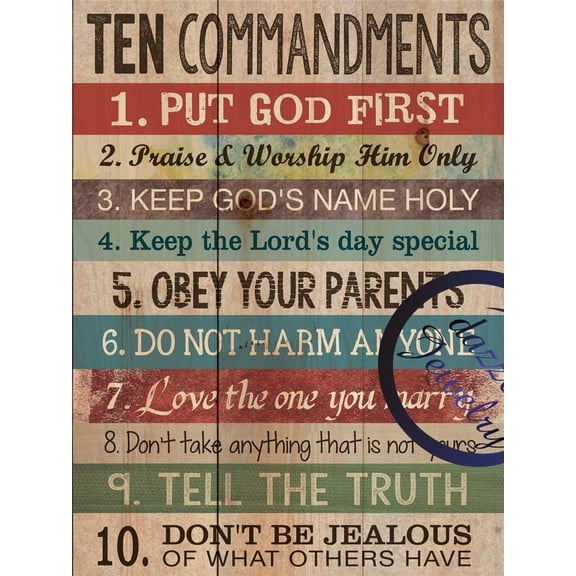 Tin Sign For 8 X 12 Novelty Funny Sign Ten Commandments Vintage Metal Sign Wall Sign Plaque Poster for Home Bathroom and Cafe Bar Pub, Wall Deco