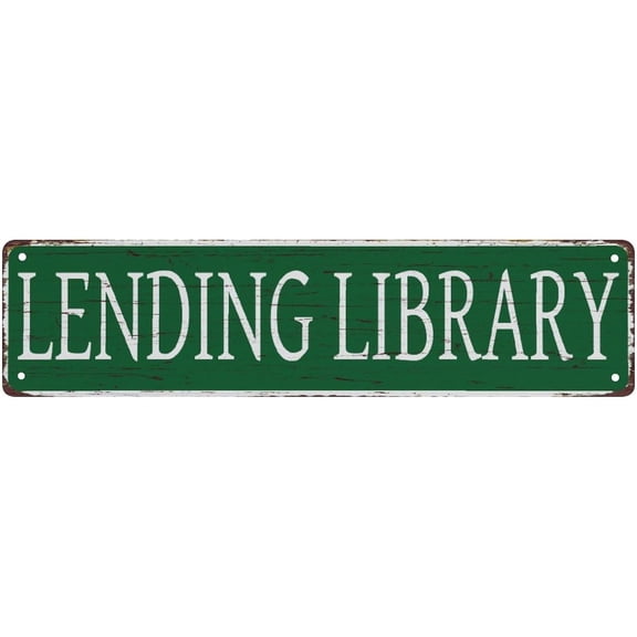 Tin Sign Lending Library Metal Sign Street Signs Decor Man Cave Bar Wall Art Decorative Plaque 4"x16"